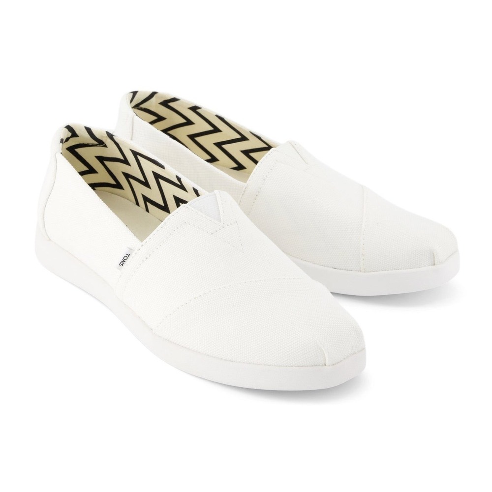 TOMS Alpargata Plus White Recycled Cotton Canvas SlipOn Shoes 10021577 Womens 11